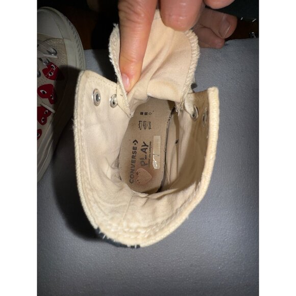 Comme Des Garcons Play X Converse Chuck Taylor All Star HighTop Sneakers Beige 8 - Picture 11 of 13